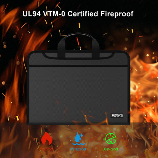 BroadFDO Fireproof & Waterproof Accordion File Organizer, 13-Pocket Expanding Document Organizer with Handle & Labels, Durable Heat-Resistant Folder for A4/Letter Files, Safe Home Office Travel Hold