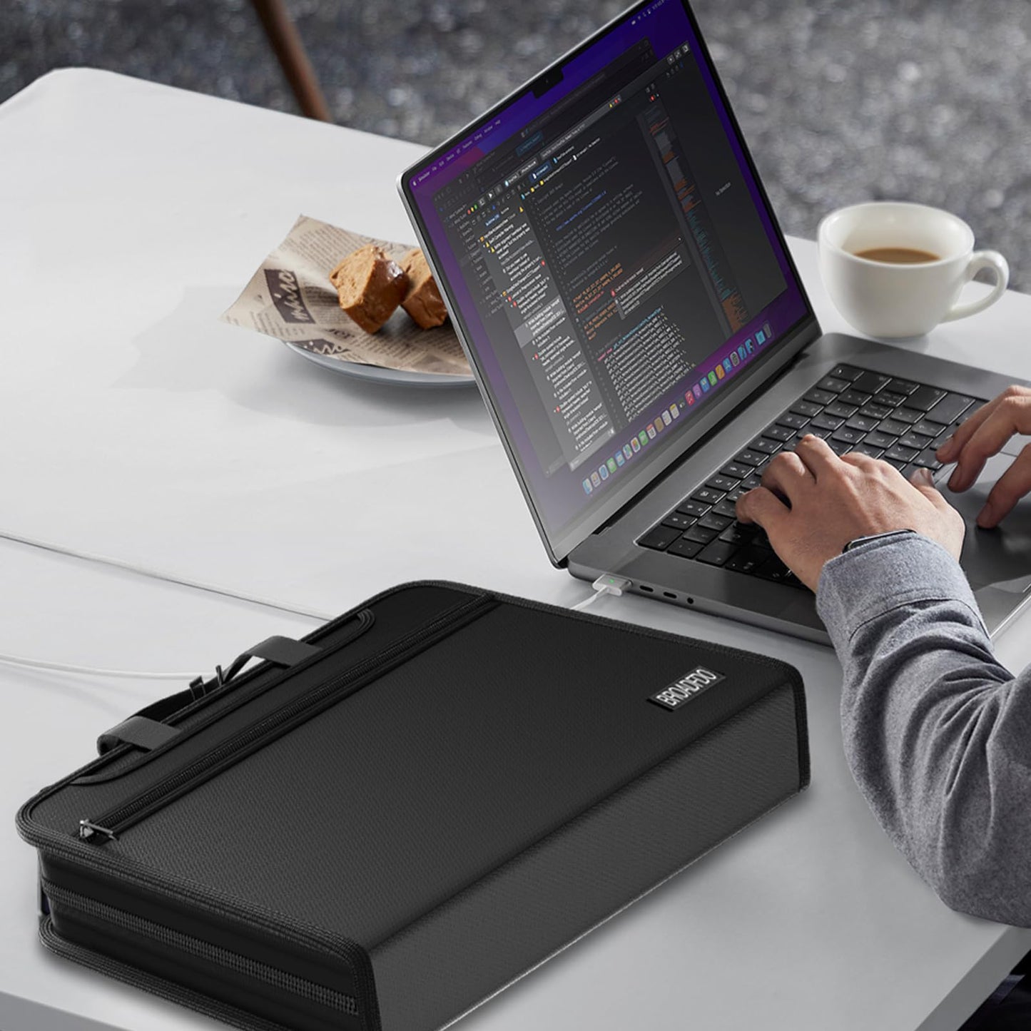 BroadFDO Fireproof & Waterproof Accordion File Organizer, 13-Pocket Expanding Document Organizer with Handle & Labels, Durable Heat-Resistant Folder for A4/Letter Files, Safe Home Office Travel Hold