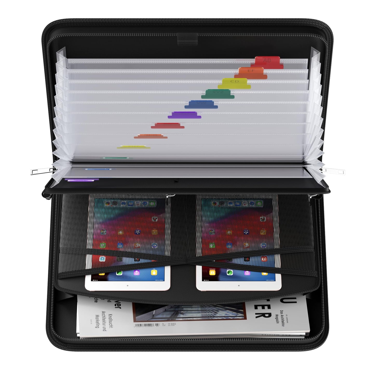 BroadFDO Fireproof & Waterproof Accordion File Organizer, 13-Pocket Expanding Document Organizer with Handle & Labels, Durable Heat-Resistant Folder for A4/Letter Files, Safe Home Office Travel Hold